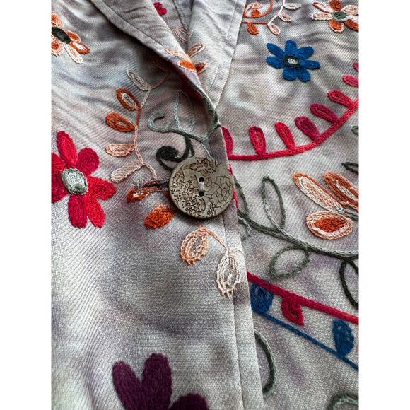 John Mark Floral Embroidered Blazer Jacket Multicolor Size XL Oversized - Picture 8 of 9